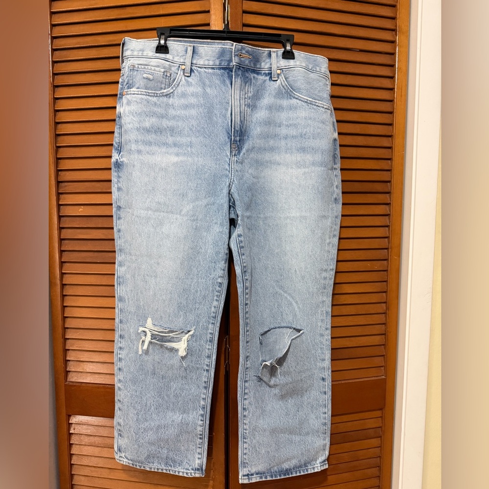 Express Light Blue Boyfriend Jeans, size 14, never worn.